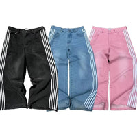 Y2K Baggy Jeans High Quality Embroidered Striped Harajuku Sweatpants Men Women Hip Hop Streetwear Casual Mopping Wide Leg Denim MANDOTOS