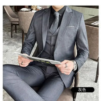 S-9XL New (Blazer+Vest+Pants) Men's Fashion Business Gentleman Professional Formal Dress Korean Version Banquet Dress Suit 6XL