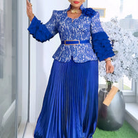 Customized Elegant Dress Women for Wedding Party Summer Autumn African V-neck Long Sleeve Evening Long Maxi Dress Gowns Africa C
