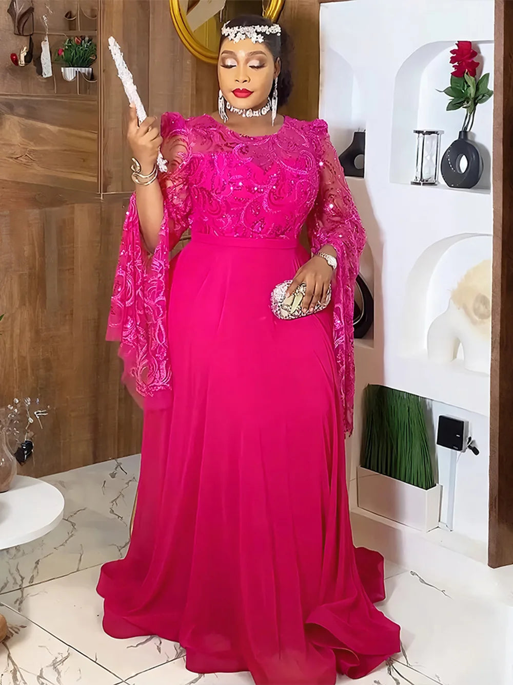 2025 Elegant African Dresses for Women New Africa Clothing Plus Size Wedding Party Long Dress Dashiki Ankara Outfits Robe
