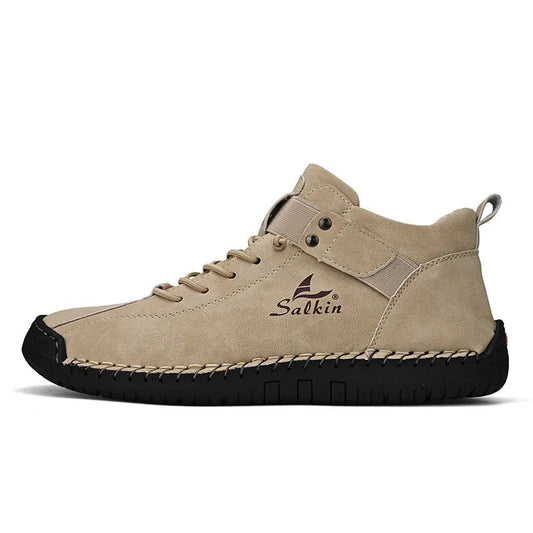 New 2025 Handmade Leather Casual Men Shoes Design Sneakers Man Breathable Leather Shoes Men Ankle Boots Outdoor MANDOTOS