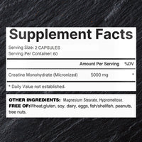Creatine Monohydrate - Build Muscle, Improve Athletic Performance, Improve Energy Endurance and Promote Recovery - 120 Capsules