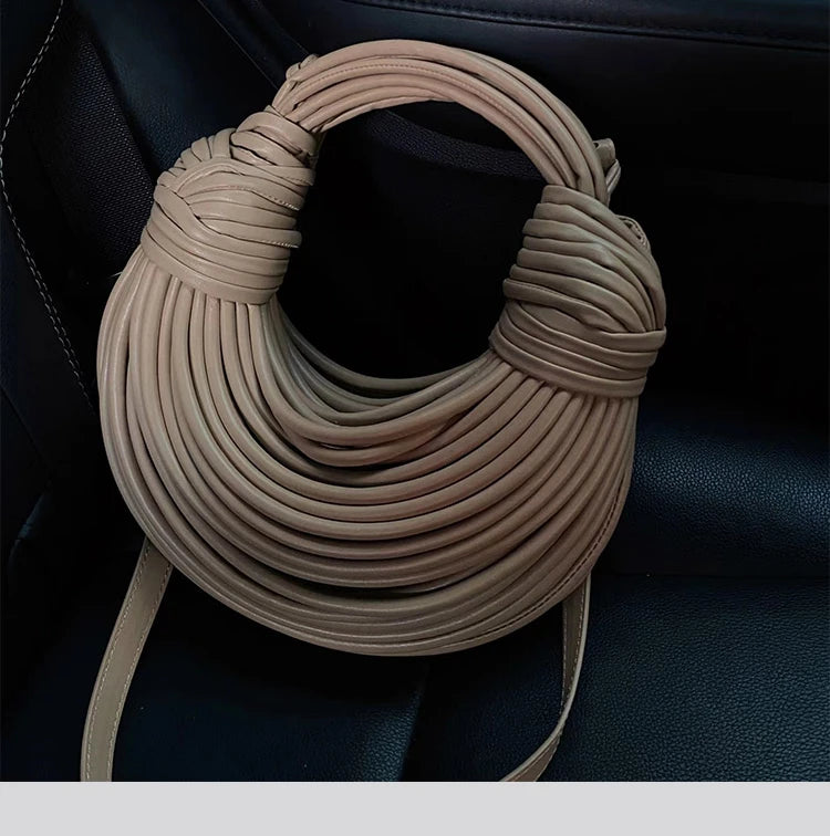Handbags for Women 2025 New in Gold Luxury Designer Brand Handwoven Noodle Bags Rope Knotted Pulled Hobo Silver Evening Clutch - MANDOTOS