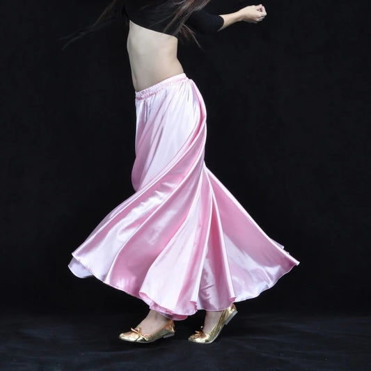 Shining Satin Long Spanish Skirt Swing Dancing Skirt Belly Dance skirt Sun Skirt 14 Colors Available VL-310 - MANDOTOS