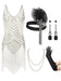 Gatsby Glam 1920s Women's Flapper Dress & Accessories Set - Small White - MANDOTOS INTERNATIONAL
