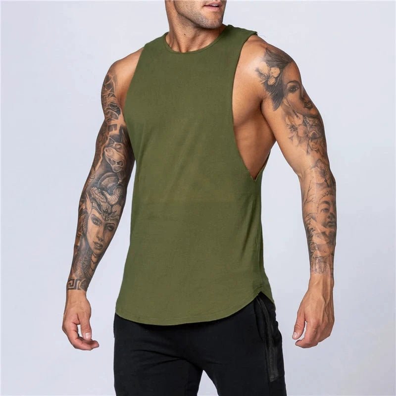 Men's Gym Clothing Summer Fitness Cotton Tank Top Men Jogging Bodybuilding Sleeveless Shirt Breathable O-Neck Casual Muscle Vest MANDOTOS