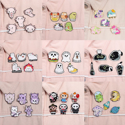 Animal 5-7pcs/Set Enamel Pins Penguin Bat Bee Owl Metal Brooches Fashion Lapel Badge Backpack Clothes Jewelry Gift for friends - MANDOTOS