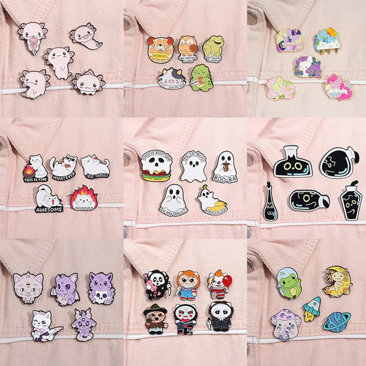 Animal 5-7pcs/Set Enamel Pins Penguin Bat Bee Owl Metal Brooches Fashion Lapel Badge Backpack Clothes Jewelry Gift for friends - MANDOTOS