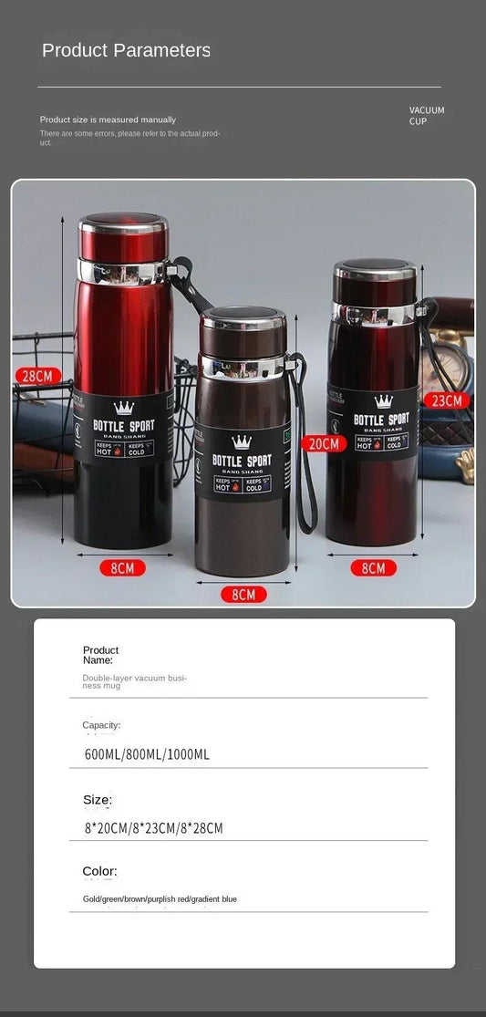 1L Thermal Water Bottle Keep Cold and Hot Thermos for Water Tea Coffee Vacuum Flasks Stainless Steel Thermos Bottle MANDOTOS