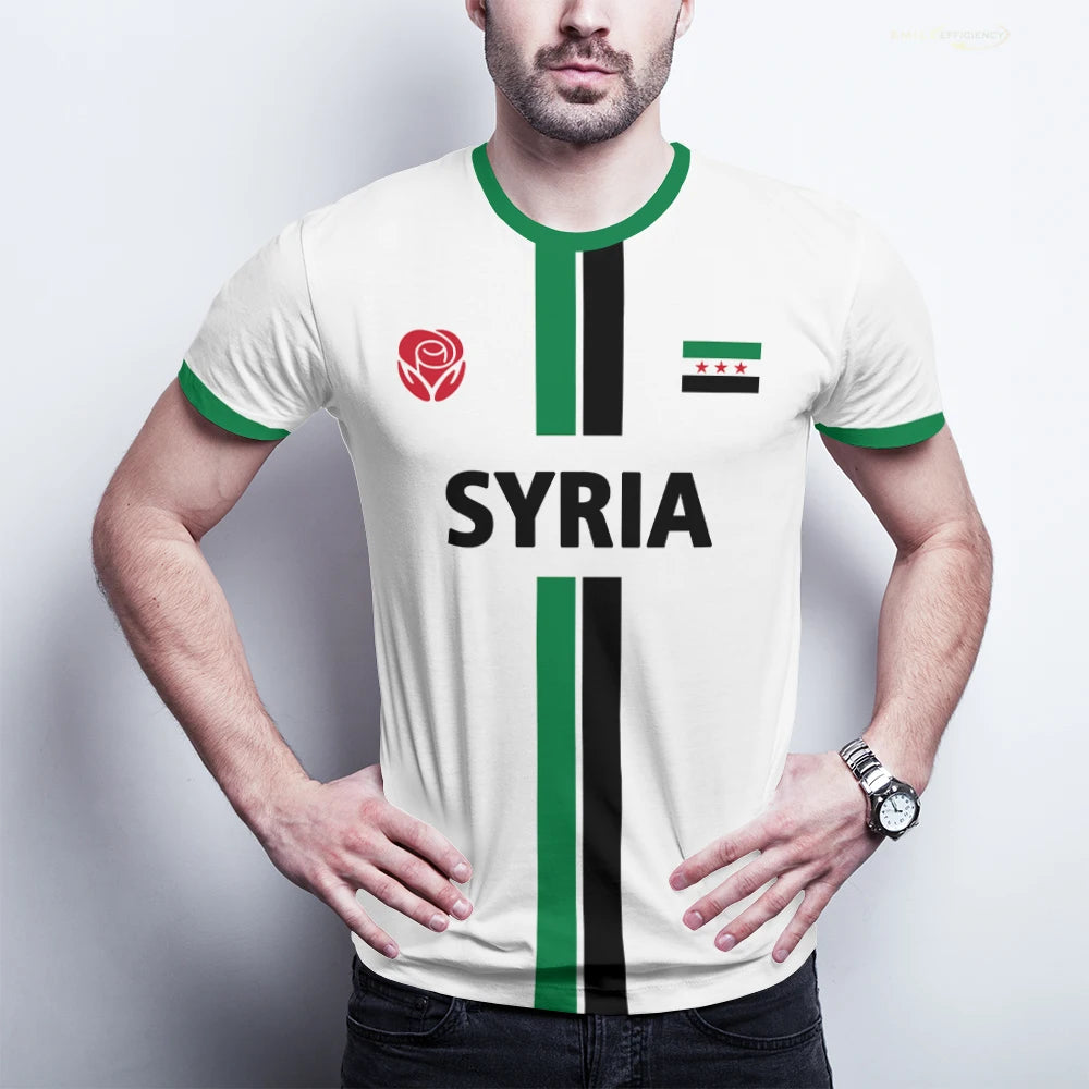 Syrian Flag Map Print Football T-Shirt - Men's & Kid's Summer Tops - MANDOTOS INTERNATIONAL