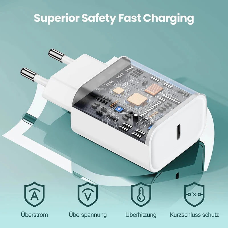 PD 40W Fast Charger For iPhone 16 15 11 12 13 14 Pro Max Plus iPad Air Fast Charging Cable USB C Type C Data Line Phone Charger
