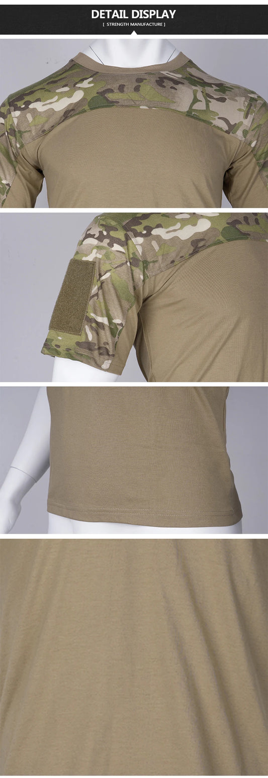 Mens Camouflage Shirts Tees Tactical Combat Shirt Hunting Clothes Tops Workout Clothing Outdoor Breathable Camo T Shirt - MANDOTOS