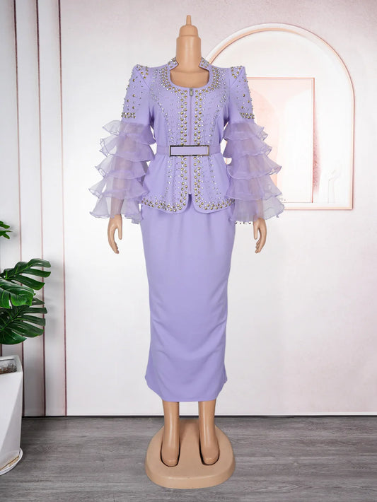 Customized Elegant Dress Women for Wedding Party Summer Autumn African V-neck Long Sleeve Evening Long Maxi Dress Gowns Africa C