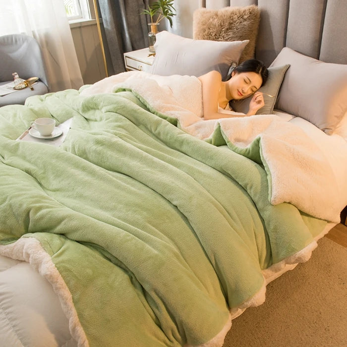 Cozy Luxe Wool Throw Blanket - Dual-Sided Warmth for Winter - MANDOTOS