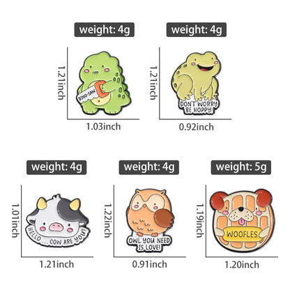 Animal 5-7pcs/Set Enamel Pins Penguin Bat Bee Owl Metal Brooches Fashion Lapel Badge Backpack Clothes Jewelry Gift for friends - MANDOTOS