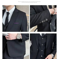 S-9XL New (Blazer+Vest+Pants) Men's Fashion Business Gentleman Professional Formal Dress Korean Version Banquet Dress Suit 6XL