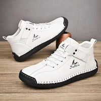 New 2025 Handmade Leather Casual Men Shoes Design Sneakers Man Breathable Leather Shoes Men Ankle Boots Outdoor MANDOTOS