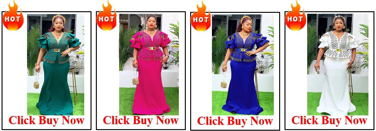 Customized Elegant Dress Women for Wedding Party Summer Autumn African V-neck Long Sleeve Evening Long Maxi Dress Gowns Africa C
