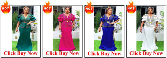 Customized Elegant Dress Women for Wedding Party Summer Autumn African V-neck Long Sleeve Evening Long Maxi Dress Gowns Africa C