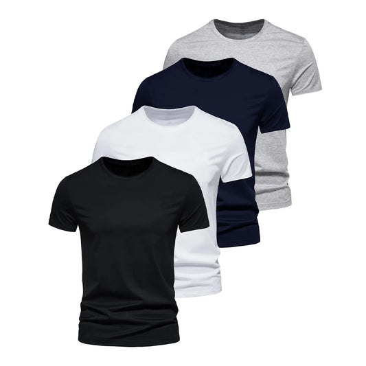 Cotton T Shirts men Five Half Sleeve Women Summer T-shirt Loose Short-sleeved Casual Basic Shirt O Neck Solid Color Oversize - MANDOTOS