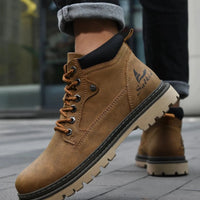 Handmade Men Boots Ankle Winter Leather Shoes Autumn Outdoor Hiking Boots Sneakers Hombres Botas High Top Footwear Anti Slip MANDOTOS