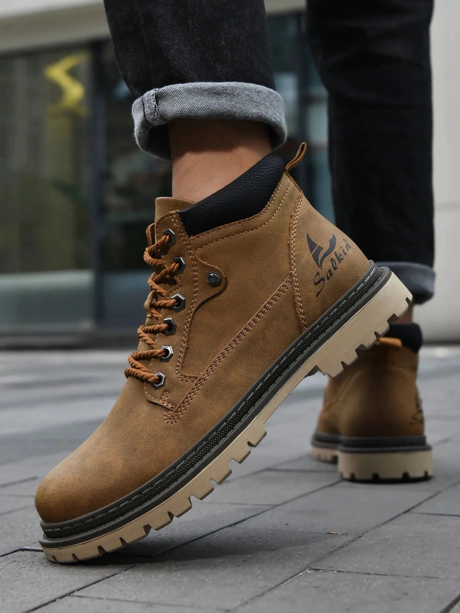 Handmade Men Boots Ankle Winter Leather Shoes Autumn Outdoor Hiking Boots Sneakers Hombres Botas High Top Footwear Anti Slip MANDOTOS