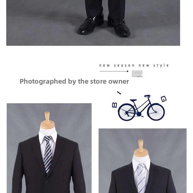 Casual Two-Piece Suit for Men Business Professional Youthful Style Cotton Spring Summer Autumn Wear Double-Cuffed Office Appr...