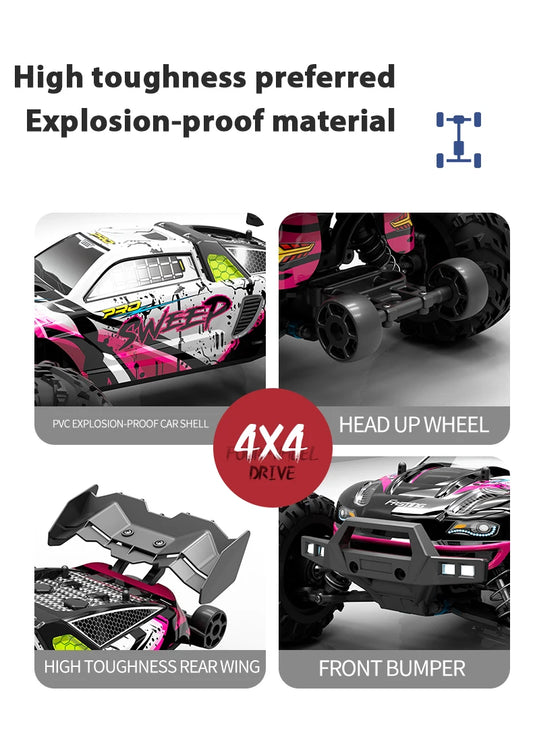Teeggi 16101 /16102 PRO 1:16 High Speed RC Car With LED Light Drift 70KM/H 4WD RC Off-Road Car Monster Truck Toy For Kid Gifts - MANDOTOS