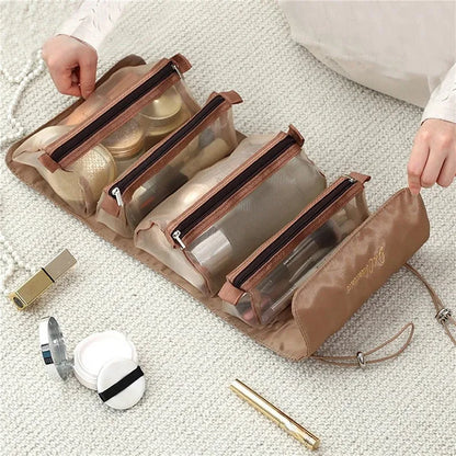 Detachable Cosmetic Bag Portable Large Capacity 4 in 1 Makeup Bags Portable Folding Travel Cosmetics Storage Toiletry Bag - MANDOTOS