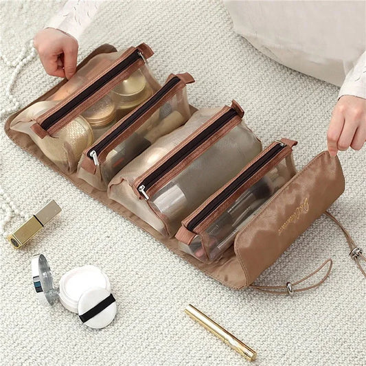 Detachable Cosmetic Bag Portable Large Capacity 4 in 1 Makeup Bags Portable Folding Travel Cosmetics Storage Toiletry Bag - MANDOTOS