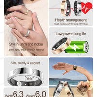 2025 Smart Ring Women Men Super narrow 6.3mm Heart Rate Health Stress measurement Monitor IP68 Waterproof Fashion Sports Rings