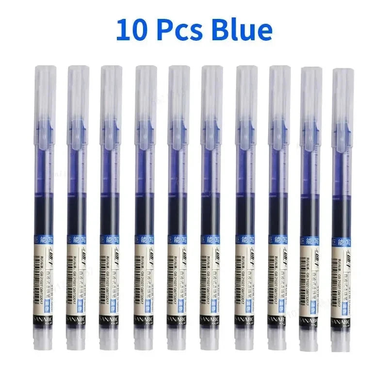 10Pcs/set High Quality Needle Type Gel Pens Straight Liquid Ballpoint Pen Kawaii Stationery School Office Supplies Writing - MANDOTOS