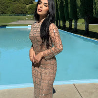 Sahara Embellished Silver Beaded Modest Long Sleeve Dresses