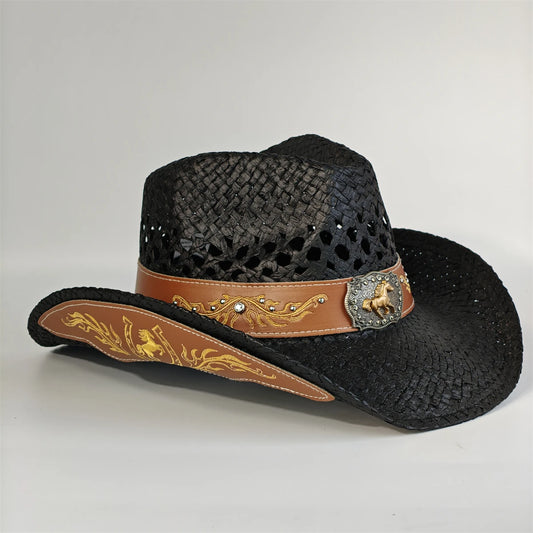 2026 Embroidery Horse Accessories Straw Cowboy Hat for Women Men – Western Sun Hat for Country Concert Rodeo and Cowgirl Hat