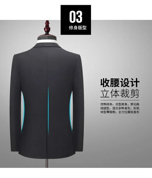 8XL Suit (Blazer+pants) Fashion Business Gentleman Italian Style Slim Solid Color Professional Suit Wedding Groom Best Man Suit