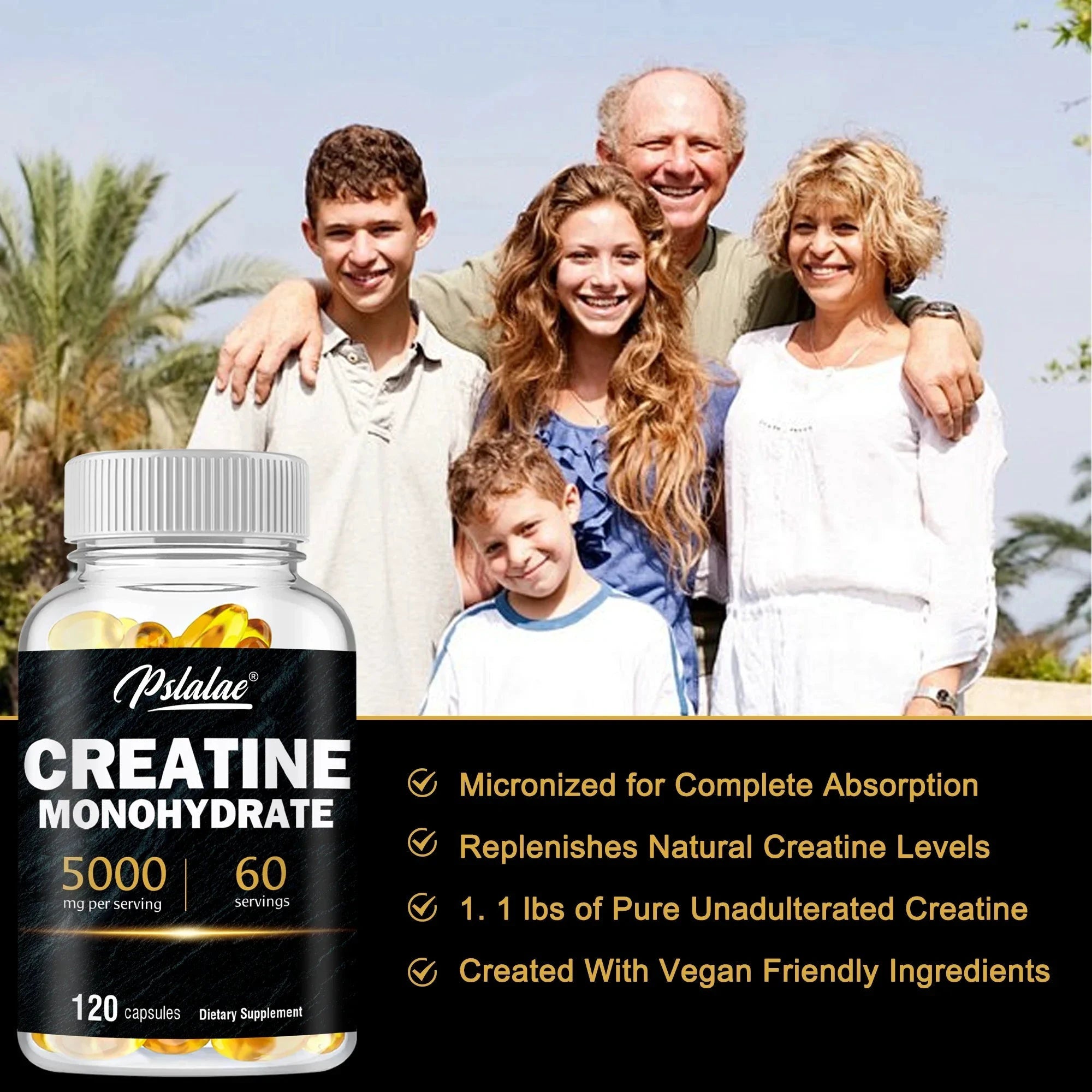 Mandotos Creatine Monohydrate Capsules 5000 Mg Per Serving Unflavored 120 Capsules MANDOTOS