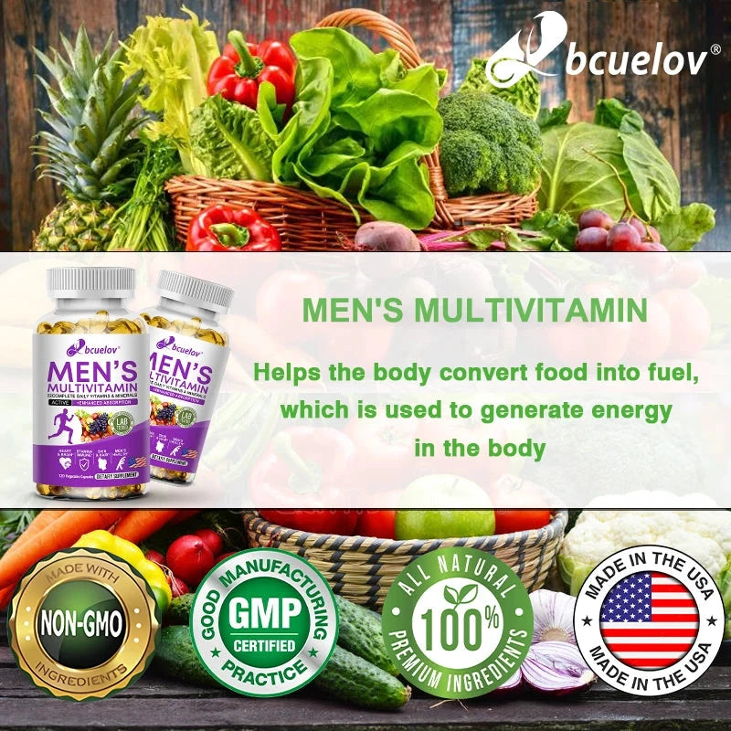 Men's Daily Multivitamin - 22 Vitamins & Minerals, Dietary Supplement for Immunity, Energy, Digestion, Skin, and Overall Health MANDOTOS