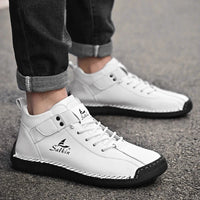 New 2025 Handmade Leather Casual Men Shoes Design Sneakers Man Breathable Leather Shoes Men Ankle Boots Outdoor MANDOTOS