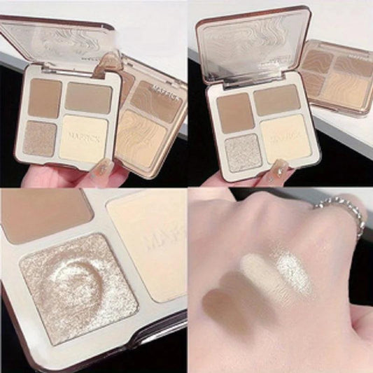 Natural Stereoscopic Face Powder Palette Matte Bronzer Contour Shading Multifunctional Highlighter Cosmetic Blush Gift - MANDOTOS
