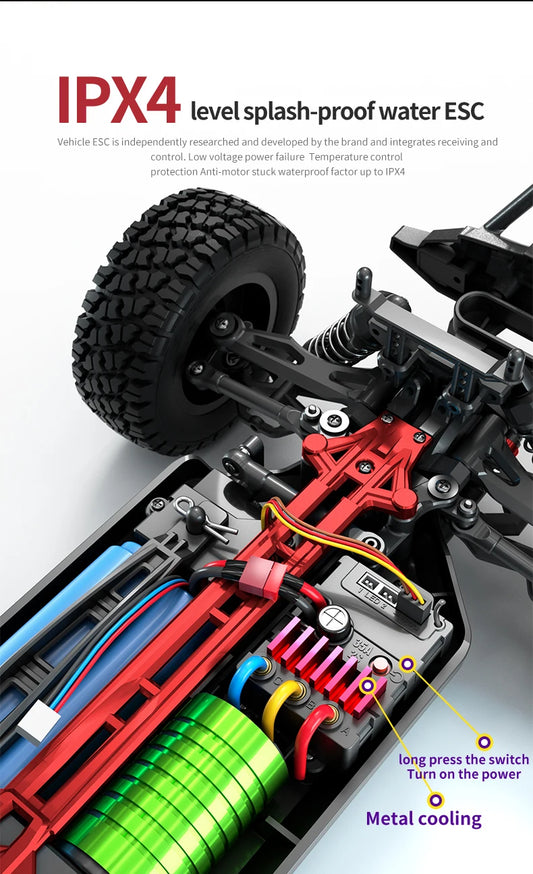 Teeggi 16101 /16102 PRO 1:16 High Speed RC Car With LED Light Drift 70KM/H 4WD RC Off-Road Car Monster Truck Toy For Kid Gifts - MANDOTOS
