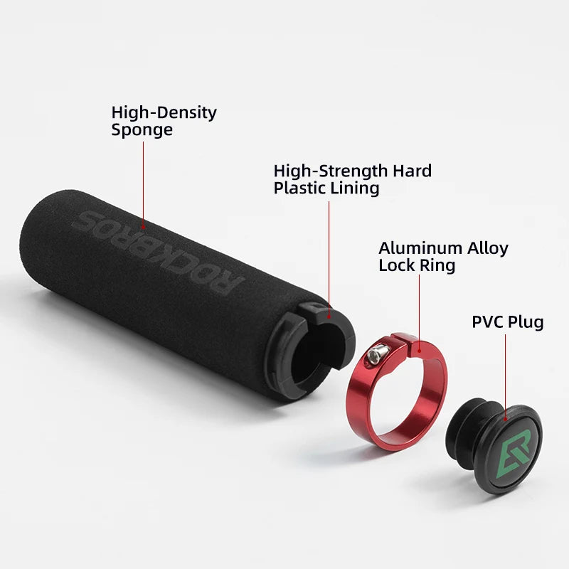 ROCKBROS Cycling Grips Anti-skid Shockproof Silicone Sponge Handlebar Grips MTB Road Bike Grips Ultraight Cycling Handlebars