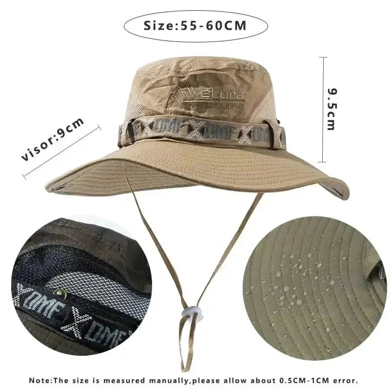 Men's Bucket Hat - UV Protection Wide Brim Panama Safari Hat - MANDOTOS