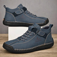 New 2025 Handmade Leather Casual Men Shoes Design Sneakers Man Breathable Leather Shoes Men Ankle Boots Outdoor MANDOTOS
