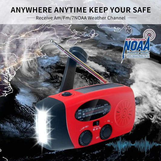 2000mAh Emergency Crank Weather Radio with LED Flashlight, Alertsync Portable AM/FM/NOAA Solar Radio with Phone Charger, SOS Ala - MANDOTOS