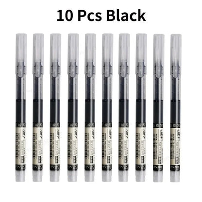 10Pcs/set High Quality Needle Type Gel Pens Straight Liquid Ballpoint Pen Kawaii Stationery School Office Supplies Writing - MANDOTOS