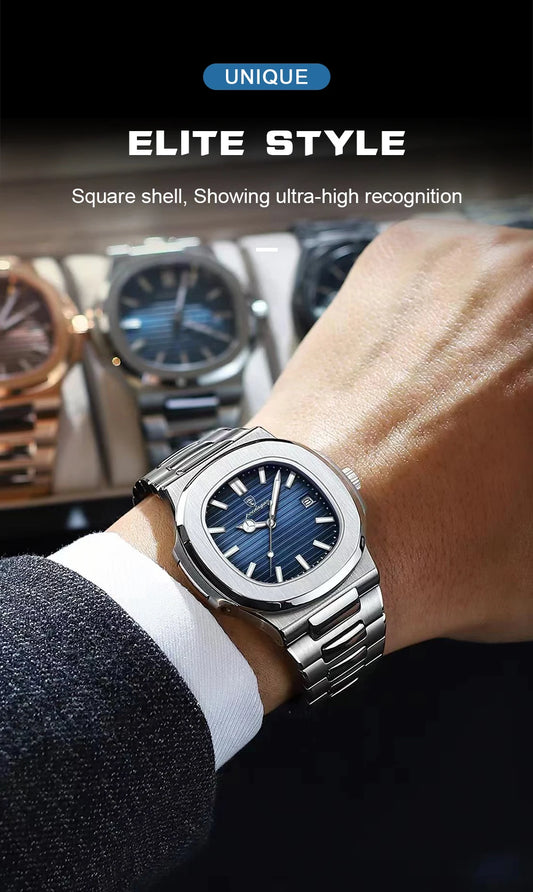 POEDAGAR Top Luxury Brand Man Watch Sports Waterproof Luminous Date Men Wristwatch Square Dial Quartz Men's Watches High Quality - MANDOTOS