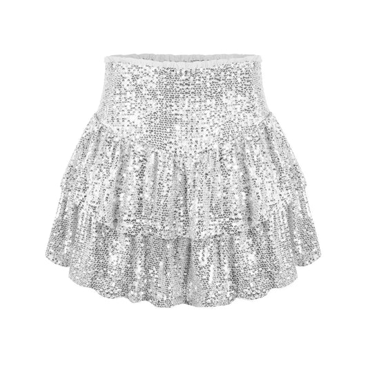 2024 African Party Evening Clothes for Women Spring Summer Sexy High Waist Sequin Mini Pleated Skirts Dashiki Africa Clothing