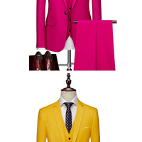 M-6XL 15 Colors ( Jacket+Vest+Pants ) Formal Business Office Men's Suits Groom Wedding Dress Party Dress Solid color Suit