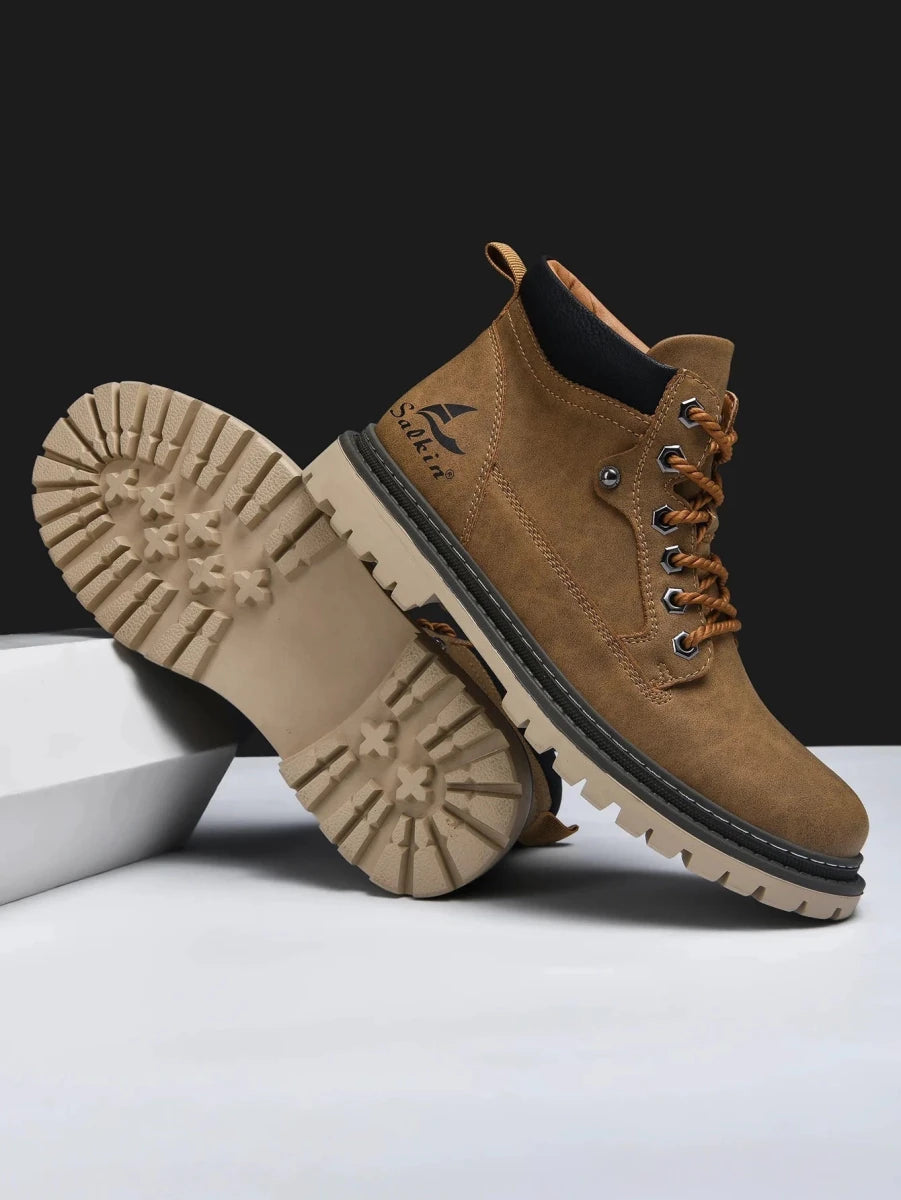 Handmade Men Boots Ankle Winter Leather Shoes Autumn Outdoor Hiking Boots Sneakers Hombres Botas High Top Footwear Anti Slip MANDOTOS