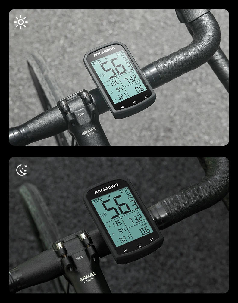 ROCKBROS Bicycle Computer GPS 5.0 ANT Bluetooth Waterproof Wireless Cyclocomputer Speedometer Bike Stopwatch Bike Accessories - MANDOTOS